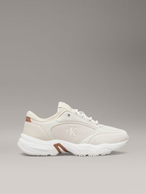 beige faux leather trainers for women calvin klein jeans