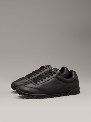 ck black leather low profile trainers for women calvin klein jeans