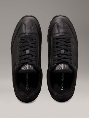 ck black leather low profile trainers for women calvin klein jeans