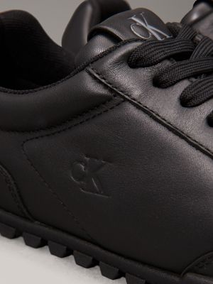 ck black leather low profile trainers for women calvin klein jeans