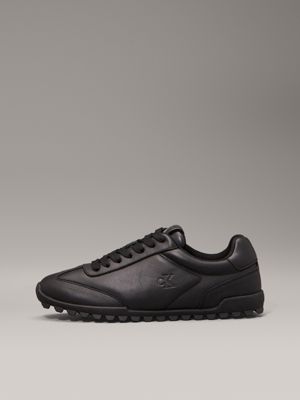 ck black leather low profile trainers for women calvin klein jeans