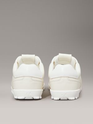 creamy white/bright white leather low profile trainers for women calvin klein jeans