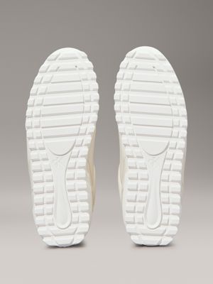 creamy white/bright white leather low profile trainers for women calvin klein jeans