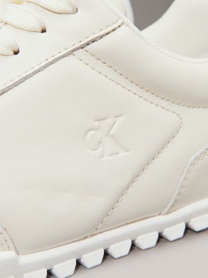 creamy white/bright white leather low profile trainers for women calvin klein jeans