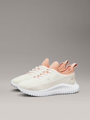 creamy white/eggshell/dusty coral ripstop trainers for women calvin klein jeans