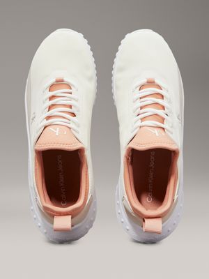 creamy white/eggshell/dusty coral ripstop trainers for women calvin klein jeans