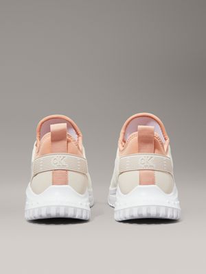 creamy white/eggshell/dusty coral ripstop trainers for women calvin klein jeans