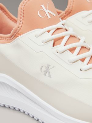 creamy white/eggshell/dusty coral ripstop trainers for women calvin klein jeans