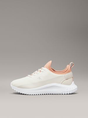 creamy white/eggshell/dusty coral ripstop trainers for women calvin klein jeans