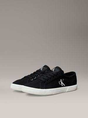 black/bright white canvas low profile trainers for women calvin klein jeans