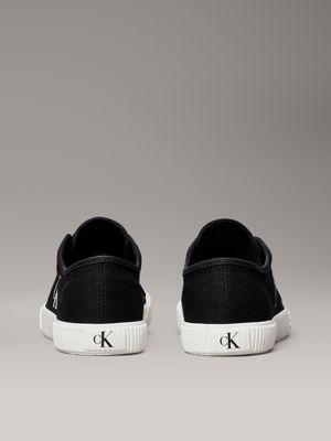 black/bright white canvas low profile trainers for women calvin klein jeans