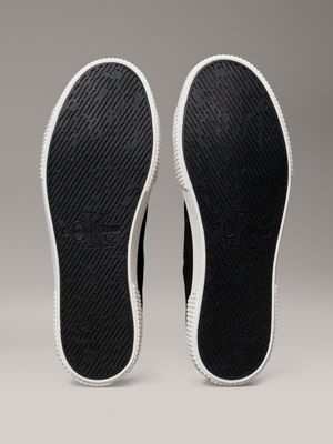 black/bright white canvas low profile trainers for women calvin klein jeans