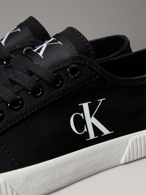 black/bright white canvas low profile trainers for women calvin klein jeans