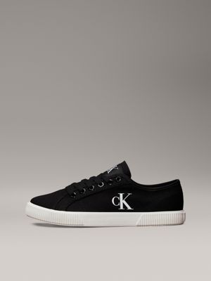 black/bright white canvas low profile trainers for women calvin klein jeans