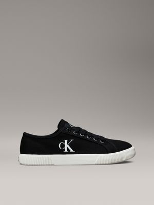 black canvas low profile trainers for women calvin klein jeans