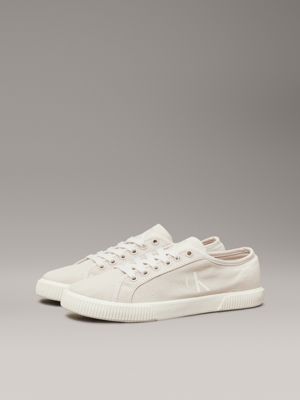 eggshell canvas low profile trainers for women calvin klein jeans