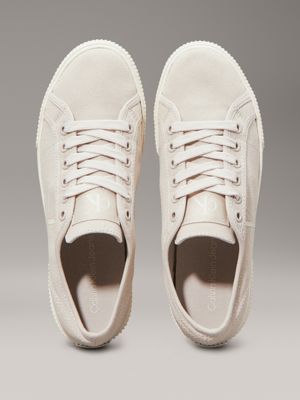 eggshell canvas low profile trainers for women calvin klein jeans