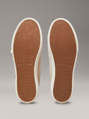 eggshell canvas low profile trainers for women calvin klein jeans