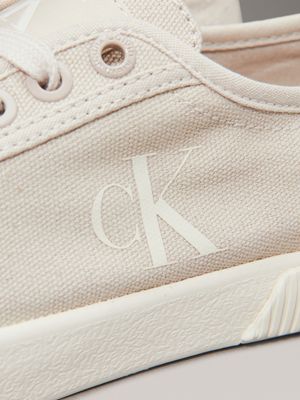 eggshell canvas low profile trainers for women calvin klein jeans