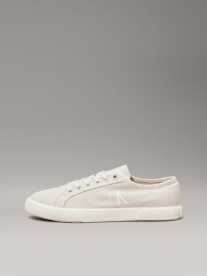 eggshell canvas low profile trainers for women calvin klein jeans