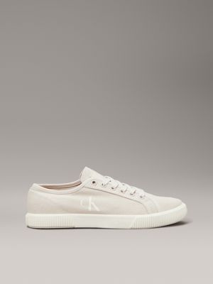 beige canvas low profile trainers for women calvin klein jeans