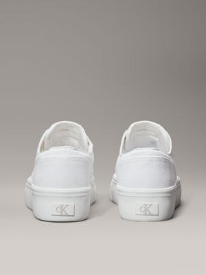 triple bright white canvas platform trainers for women calvin klein jeans