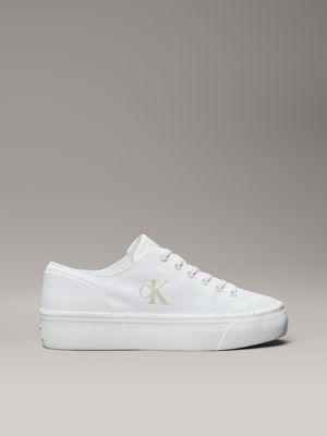 white canvas platform trainers for women calvin klein jeans