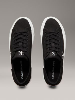 black/bright white canvas platform trainers for women calvin klein jeans