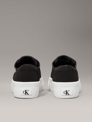 black/bright white canvas platform trainers for women calvin klein jeans