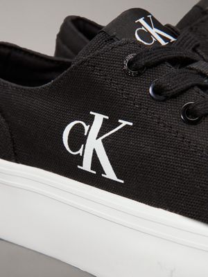 black/bright white canvas platform trainers for women calvin klein jeans