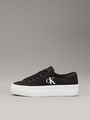 black/bright white canvas platform trainers for women calvin klein jeans