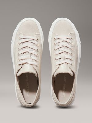 baskets à plateforme en toile eggshell/creamy white pour femmes calvin klein jeans