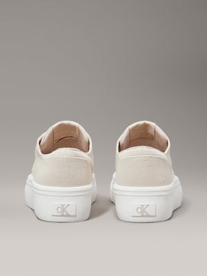 eggshell/creamy white canvas platform trainers for women calvin klein jeans