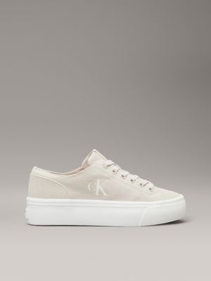 beige canvas platform trainers for women calvin klein jeans