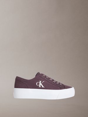 brown graz - canvas platform logo trainers for women calvin klein