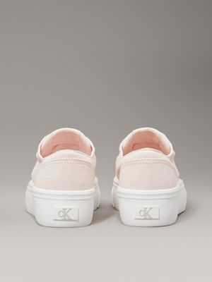 silver peony/bright white canvas platform trainers for women calvin klein jeans