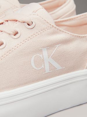 silver peony/bright white canvas platform trainers for women calvin klein jeans