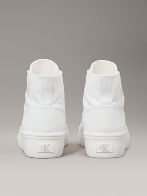 triple bright white canvas platform high-top trainers for women calvin klein jeans