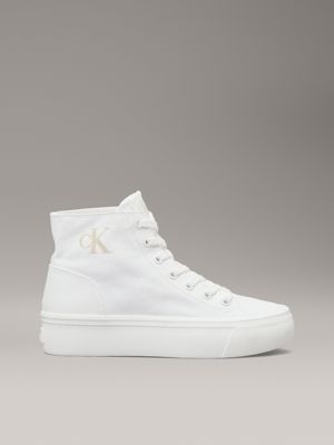 white canvas platform high-top trainers for women calvin klein jeans