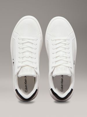 bright white/black leather platform trainers for women calvin klein jeans