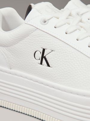 bright white/black leather platform trainers for women calvin klein jeans