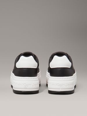 black/bright white leather platform trainers for women calvin klein jeans