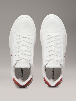 bright white/aragon leather platform trainers for women calvin klein jeans