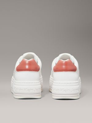 bright white/aragon leather platform trainers for women calvin klein jeans