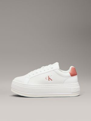 bright white/aragon leren plateausneakers voor dames - calvin klein jeans