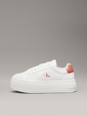 bright white/aragon leather platform trainers for women calvin klein jeans