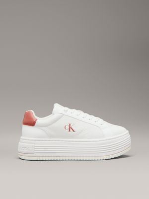 white leather platform trainers for women calvin klein jeans