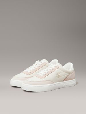 creamy white/whisper pink/b white suede trainers for women calvin klein jeans