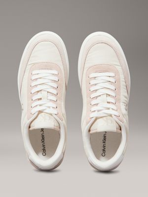 creamy white/whisper pink/b white suede trainers for women calvin klein jeans