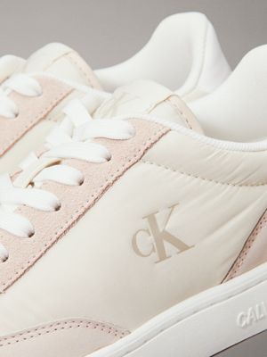 creamy white/whisper pink/b white suede trainers for women calvin klein jeans